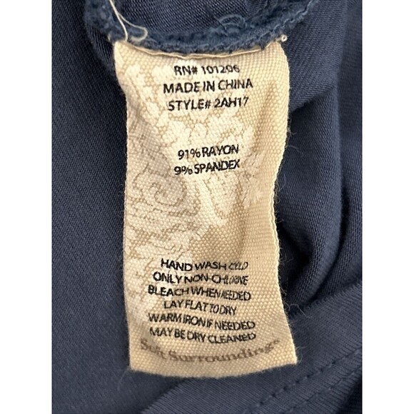 Soft Surroundings Blue Woven Lattice Neck Pleated Front Short Sleeve Size Large - Picture 4 of 10